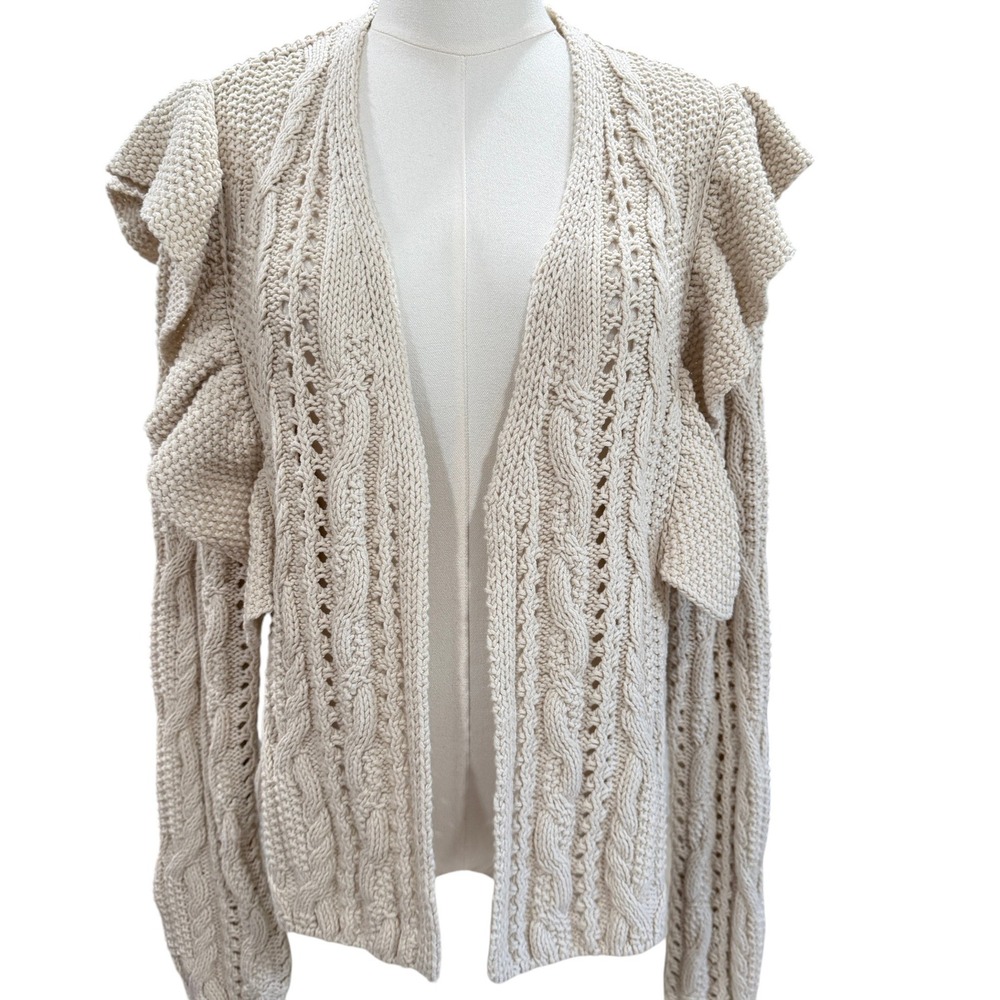 Universal Thread Cream Ruffle Shoulder Cable Knit… - image 5